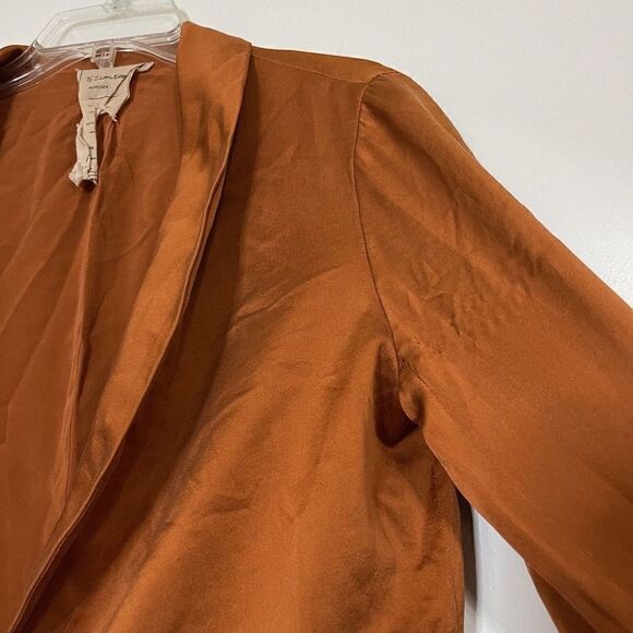 Free People Bronze orange silk collared blazer jacket size US 6 - Picture 4 of 7